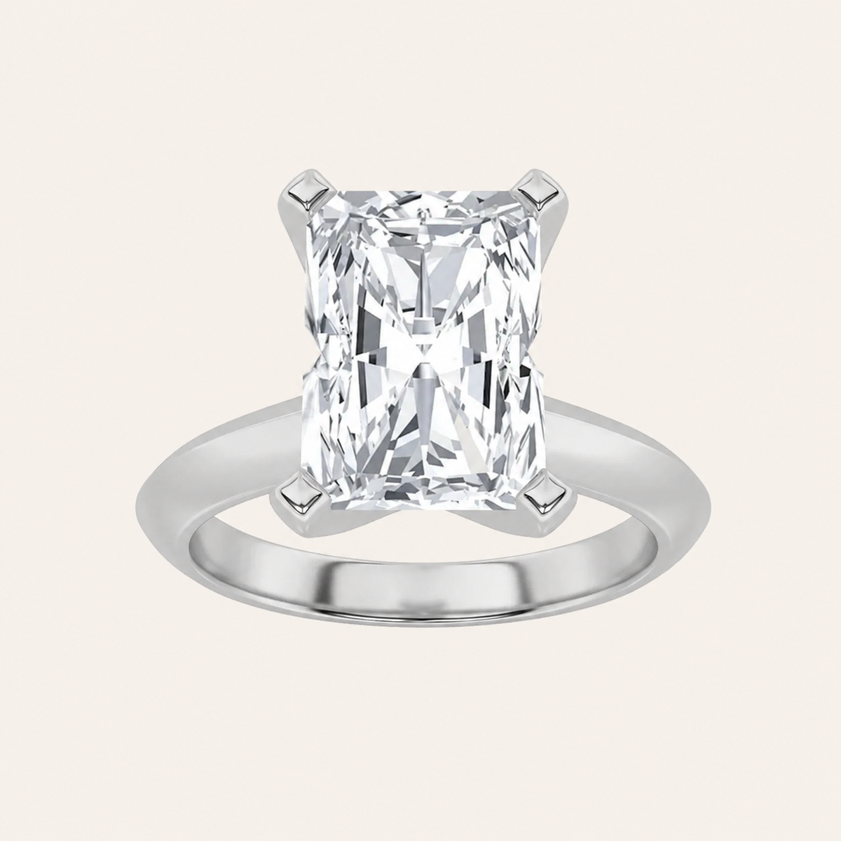 3CT Radiant Cut Lab Grown Diamond Solitaire Ring