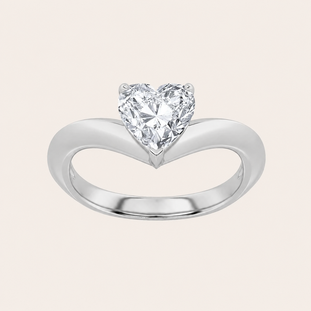 1CT Heart Cut Lab Grown Diamond Solitaire Ring