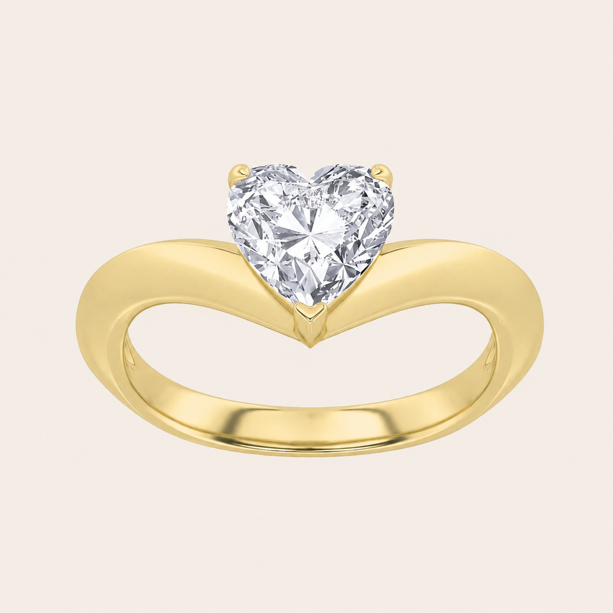 1CT Heart Cut Lab Grown Diamond Solitaire Ring