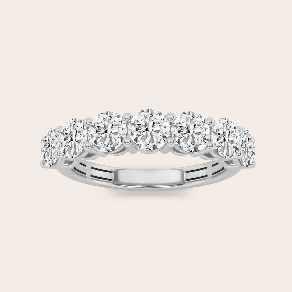 2CT Round Cut Lab Grown Diamond Seven Stone Band Ring