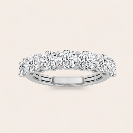 2CT Round Cut Lab Grown Diamond Seven Stone Band Ring