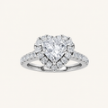 1.5CT Heart Cut Lab Grown Diamond Heart Shaped Halo Side Stone Ring