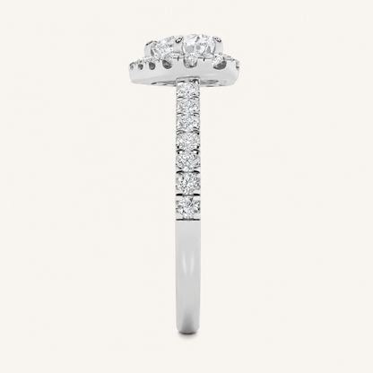 1.5CT Heart Cut Lab Grown Diamond Heart Shaped Halo Side Stone Ring
