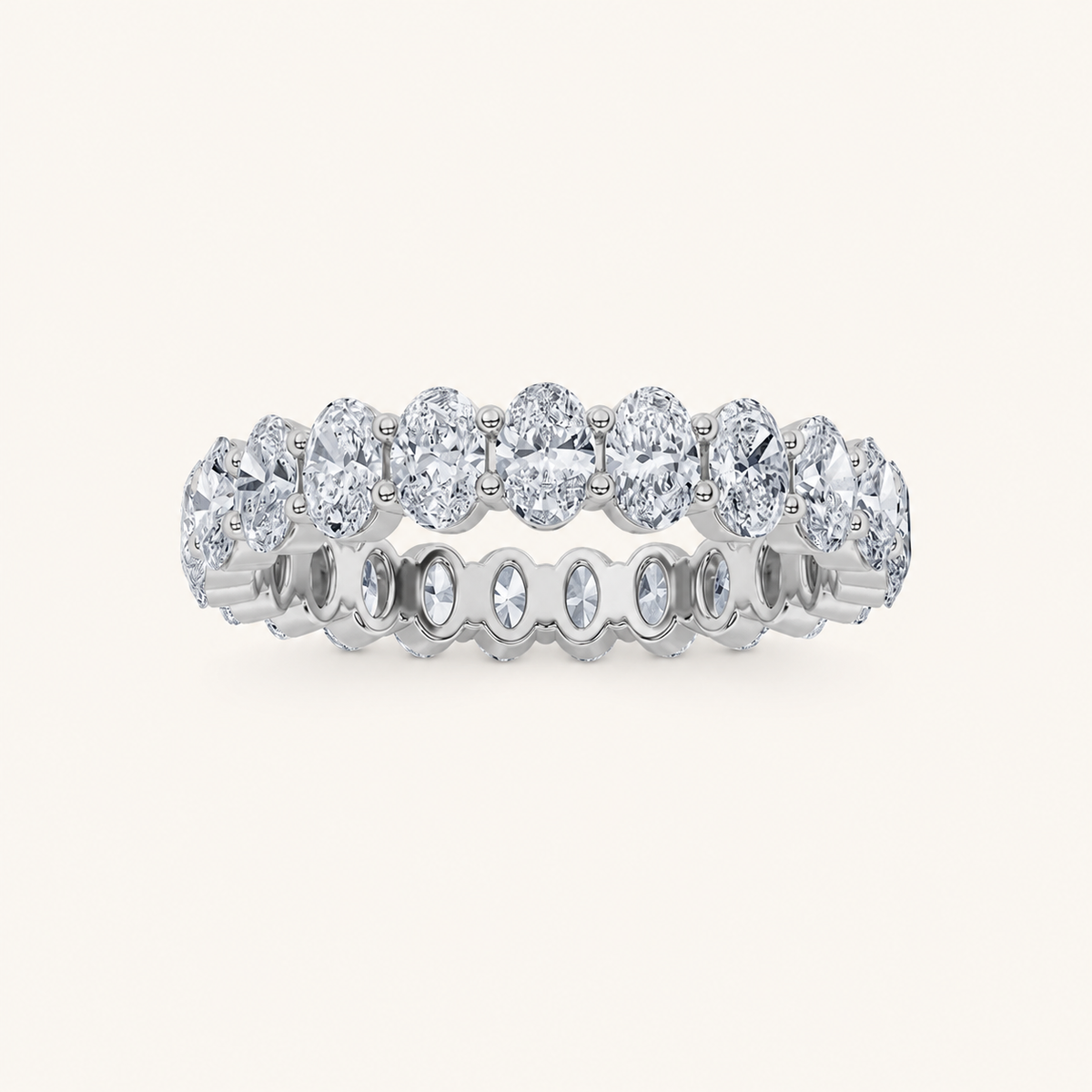 4.25CT Oval Cut Lab Grown Diamond Split Prong Eternity Ring