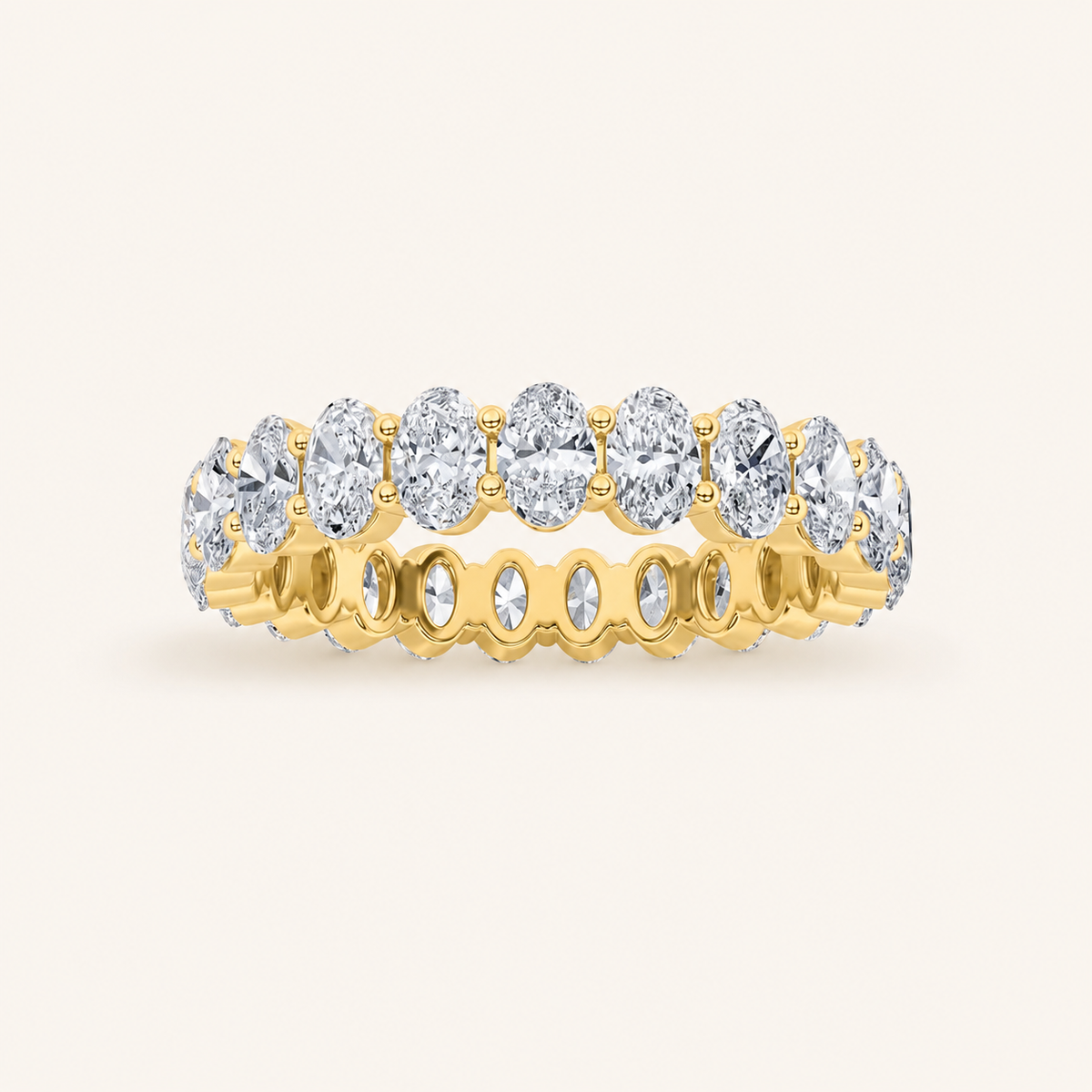 4.75CT Oval Cut Lab Grown Diamond Split Prong Eternity Ring