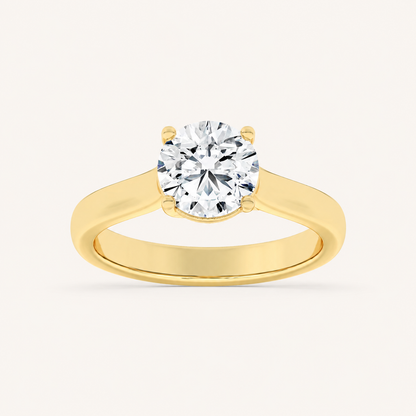 2CT Round Cut Lab Grown Diamond Plain Cathedral Trellis Shank Solitaire Engagement Ring