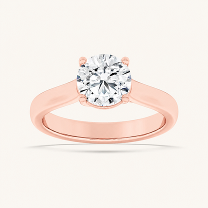 2CT Round Cut Lab Grown Diamond Plain Cathedral Trellis Shank Solitaire Engagement Ring