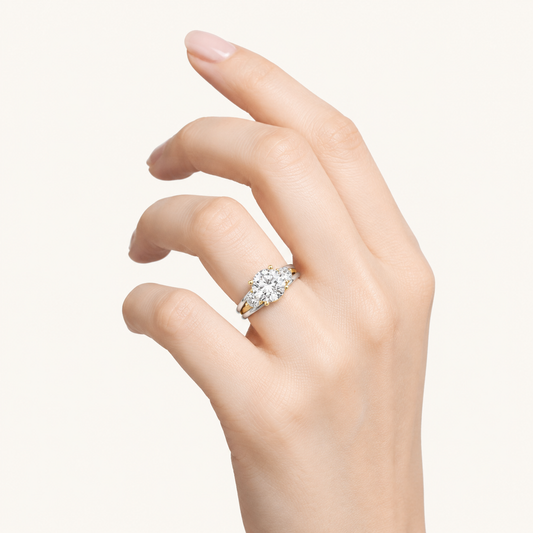 2.5CT Round Cut Lab Grown Diamond Tri Color Solitaire Ring
