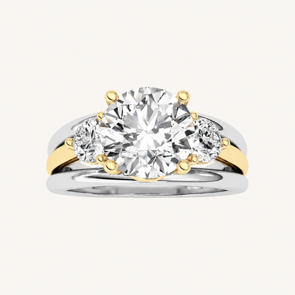 2.5CT Round Cut Lab Grown Diamond Tri Color Solitaire Ring