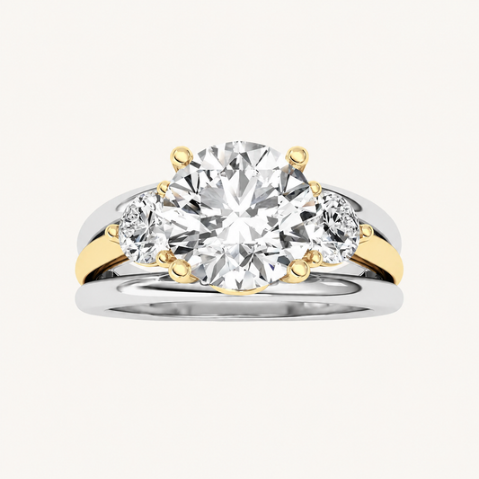2.5CT Round Cut Lab Grown Diamond Tri Color Solitaire Ring