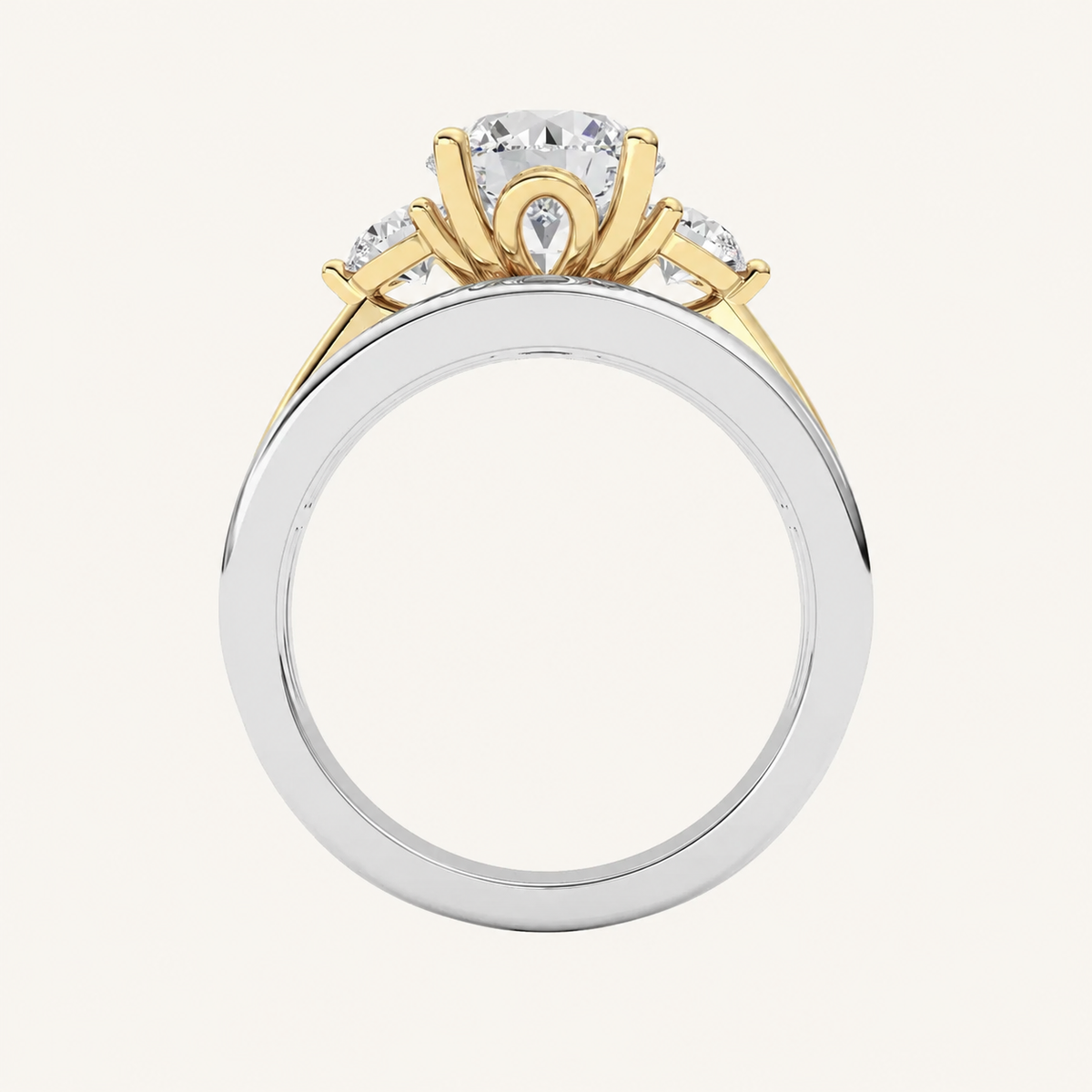 2.5CT Round Cut Lab Grown Diamond Tri Color Solitaire Ring