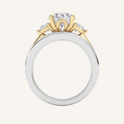 2.5CT Round Cut Lab Grown Diamond Tri Color Solitaire Ring
