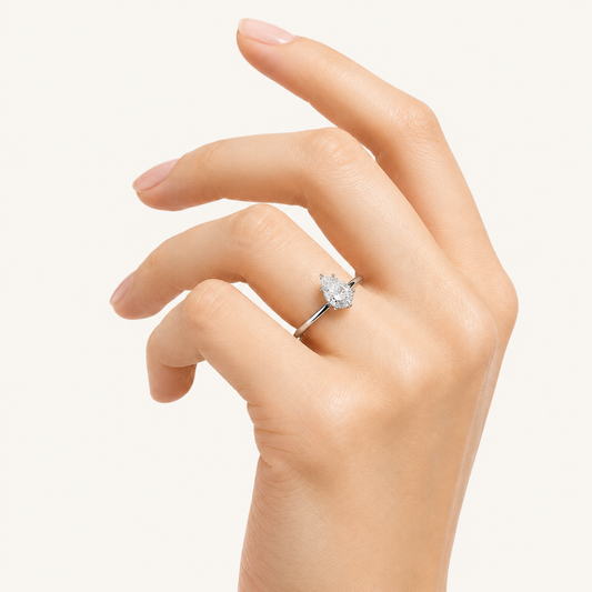2CT Pear Cut Lab Grown Diamond Solitaire Ring