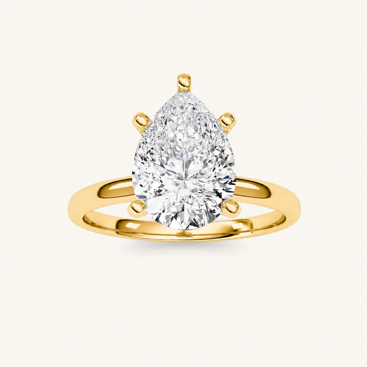 2CT Pear Cut Lab Grown Diamond Solitaire Ring