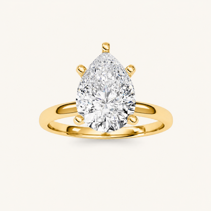 2CT Pear Cut Lab Grown Diamond Solitaire Ring
