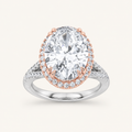 4.5CT Oval Cut Lab Grown Diamond Bold Accented Statement Halo Side Stone Ring