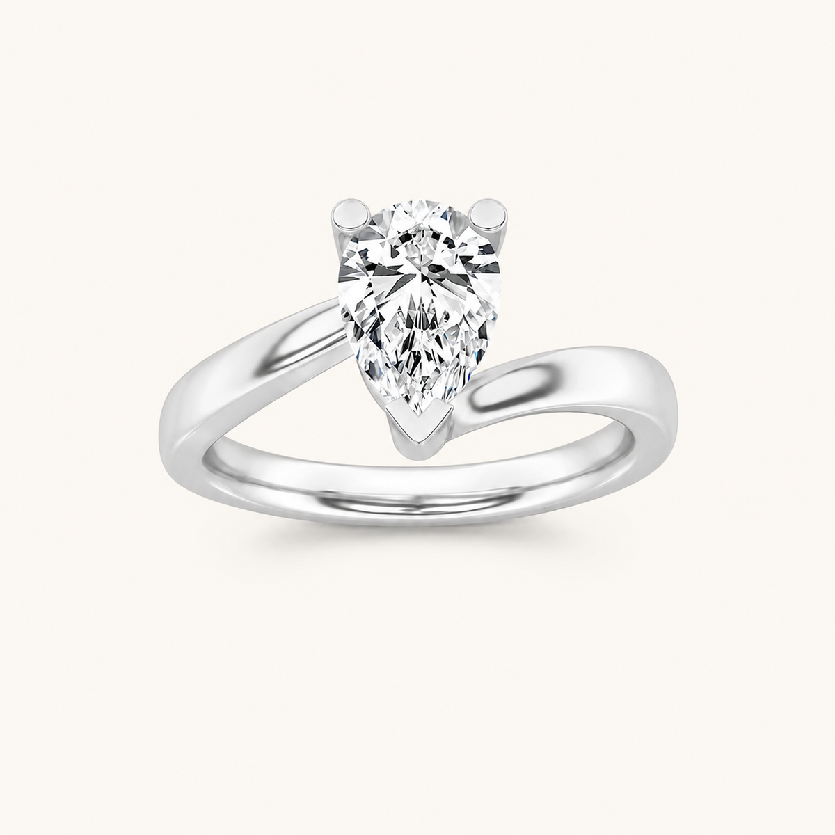 1CT Pear Cut Lab Grown Diamond Solitaire Ring