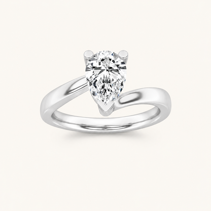 1CT Pear Cut Lab Grown Diamond Solitaire Ring