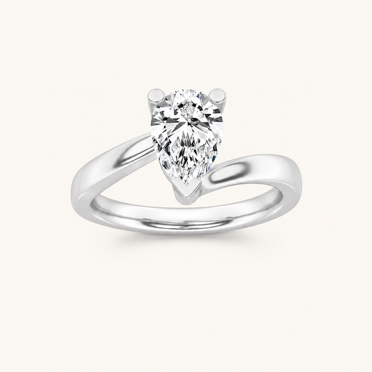 1CT Pear Cut Lab Grown Diamond Solitaire Ring