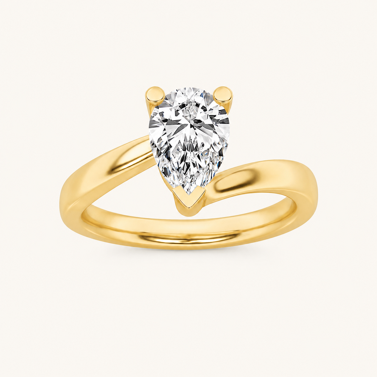 1CT Pear Cut Lab Grown Diamond Solitaire Ring