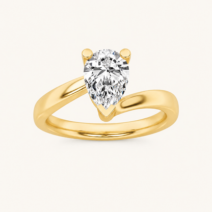 1CT Pear Cut Lab Grown Diamond Solitaire Ring
