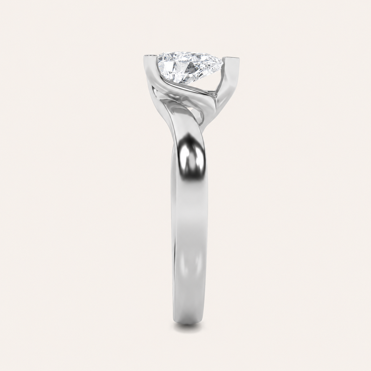 1CT Pear Cut Lab Grown Diamond Solitaire Ring