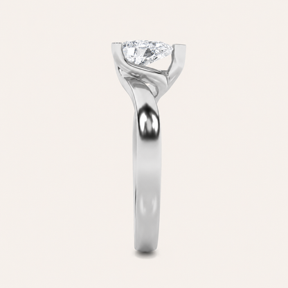 1CT Pear Cut Lab Grown Diamond Solitaire Ring