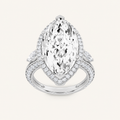 9CT Marquise Cut Lab Grown Diamond Bold Statement Halo Three stone  Ring