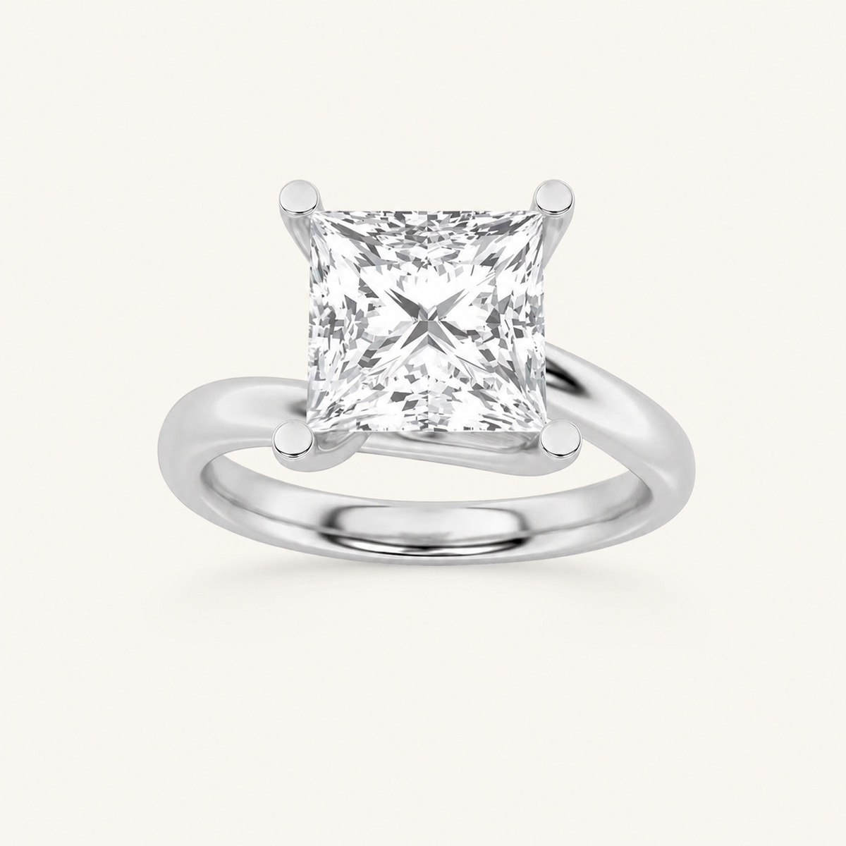 3CT Princess Cut Lab Grown Diamond Solitaire Ring