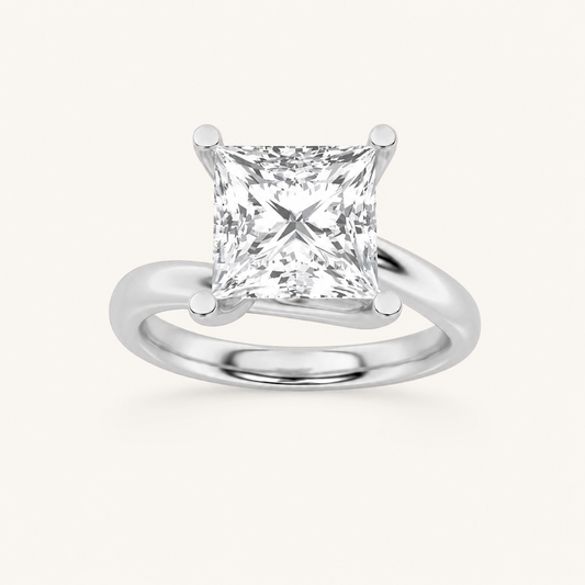 3CT Princess Cut Lab Grown Diamond Solitaire Ring