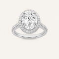 3CT Oval Cut Lab Grown Diamond Halo Side Stone Ring