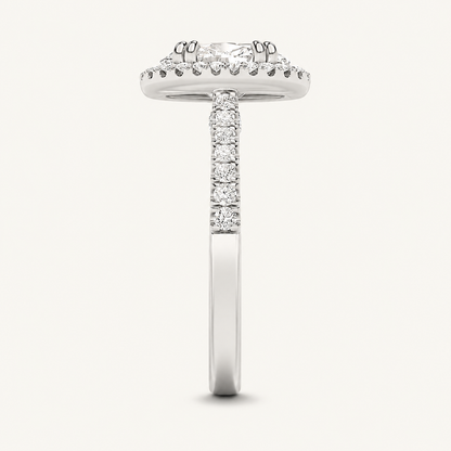 3CT Oval Cut Lab Grown Diamond Halo Side Stone Ring