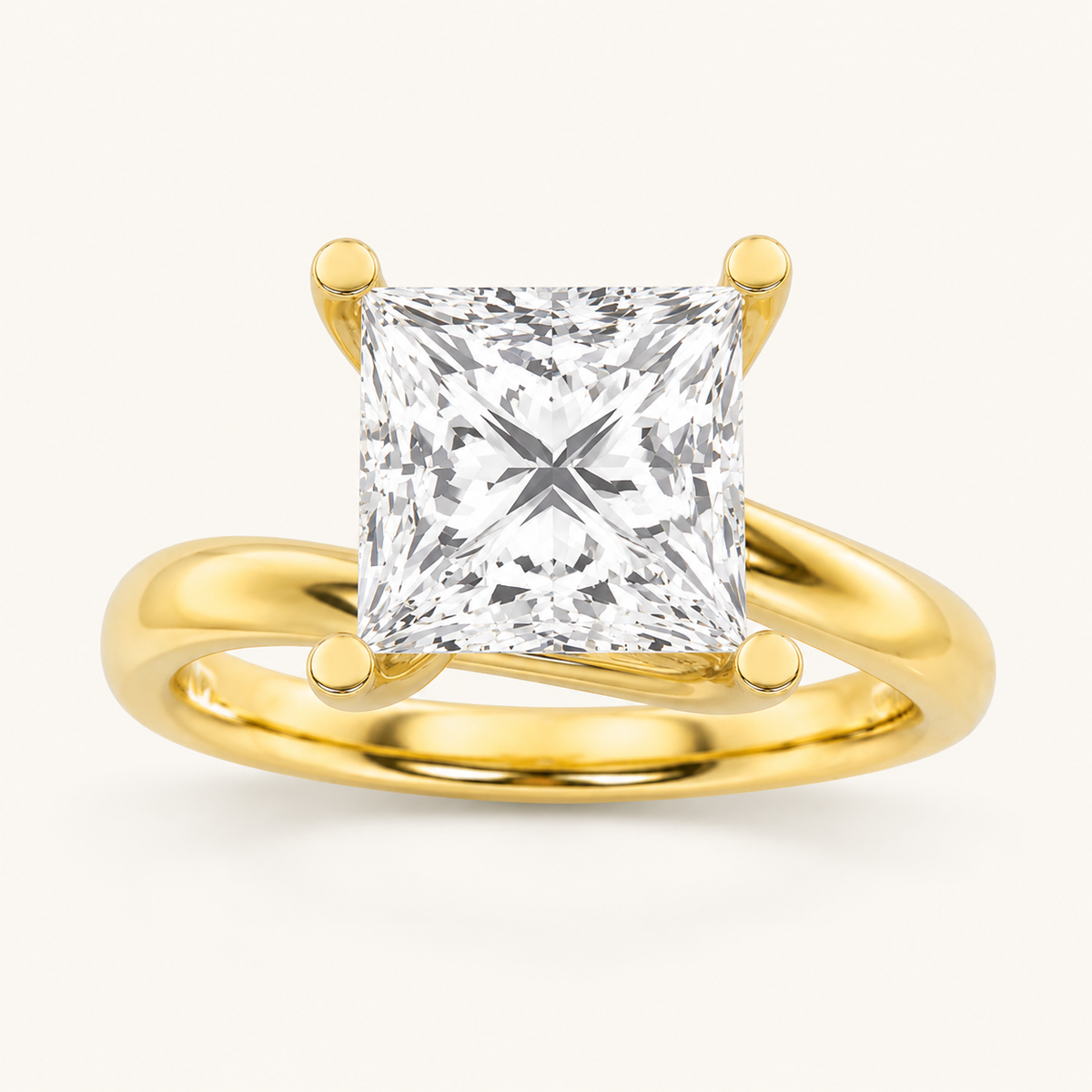2CT Princess Cut Lab Grown Diamond Solitaire Ring