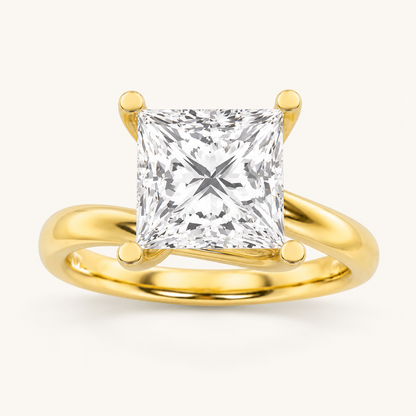 2CT Princess Cut Lab Grown Diamond Solitaire Ring