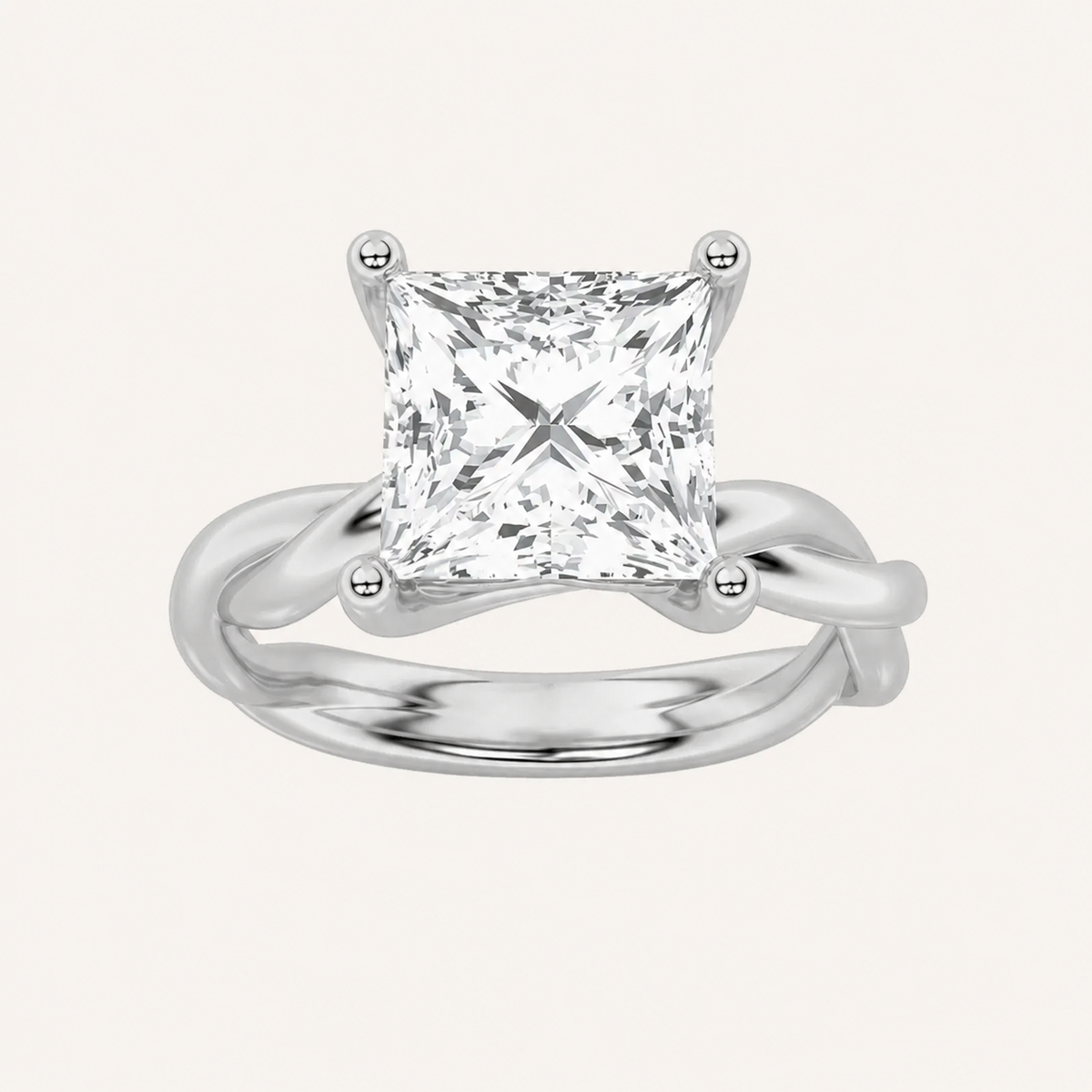 3CT Princess Cut Lab Grown Diamond Solitaire Ring
