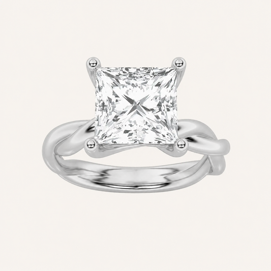 3CT Princess Cut Lab Grown Diamond Solitaire Ring