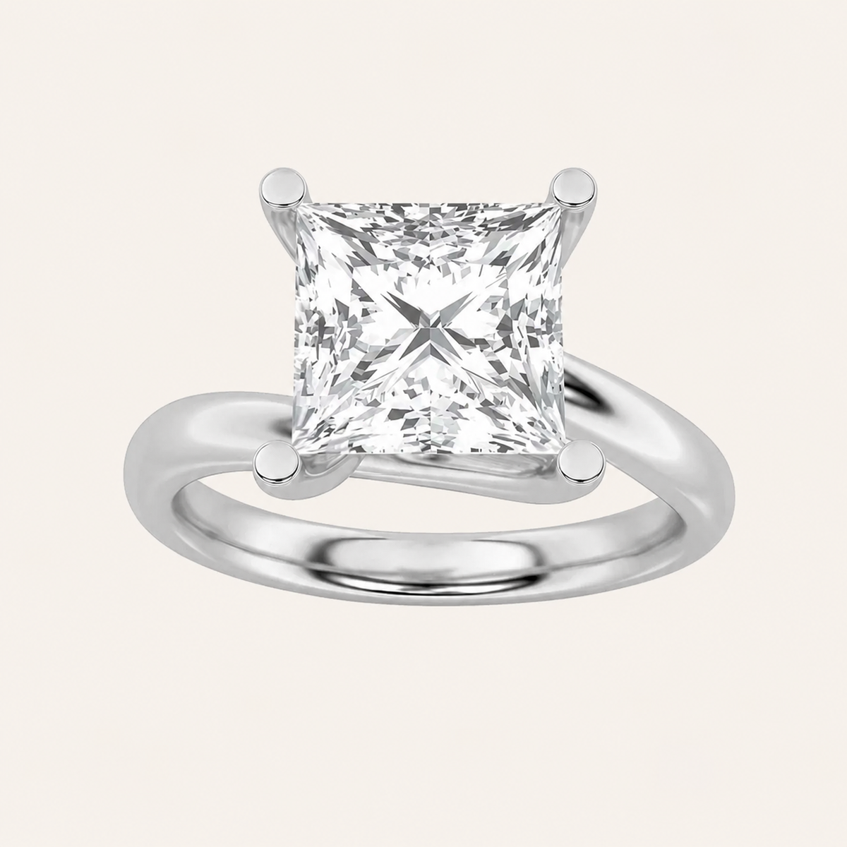 1CT Princess Cut Lab Grown Diamond Solitaire Ring