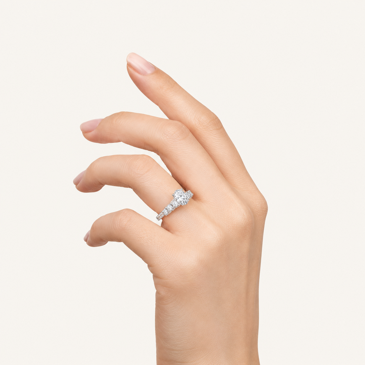 2.5CT Oval Cut Lab Grown Diamond Cluster Ring