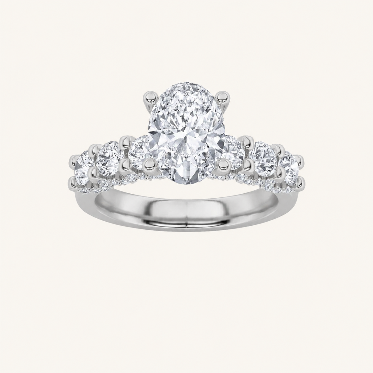 2.5CT Oval Cut Lab Grown Diamond Cluster Ring