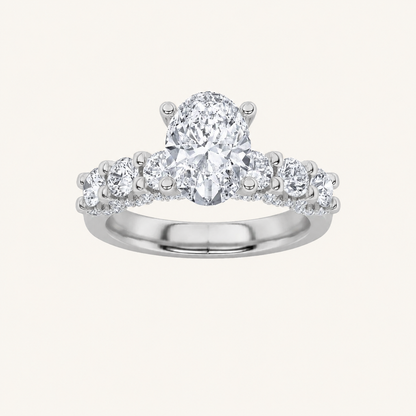 2.5CT Oval Cut Lab Grown Diamond Cluster Ring