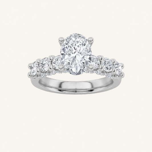 2.5CT Oval Cut Lab Grown Diamond Cluster Ring