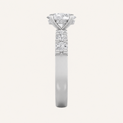 2.5CT Oval Cut Lab Grown Diamond Cluster Ring