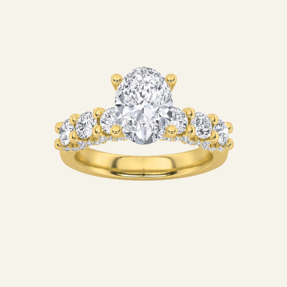 2.5CT Oval Cut Lab Grown Diamond Cluster Ring