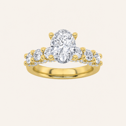2.5CT Oval Cut Lab Grown Diamond Cluster Ring