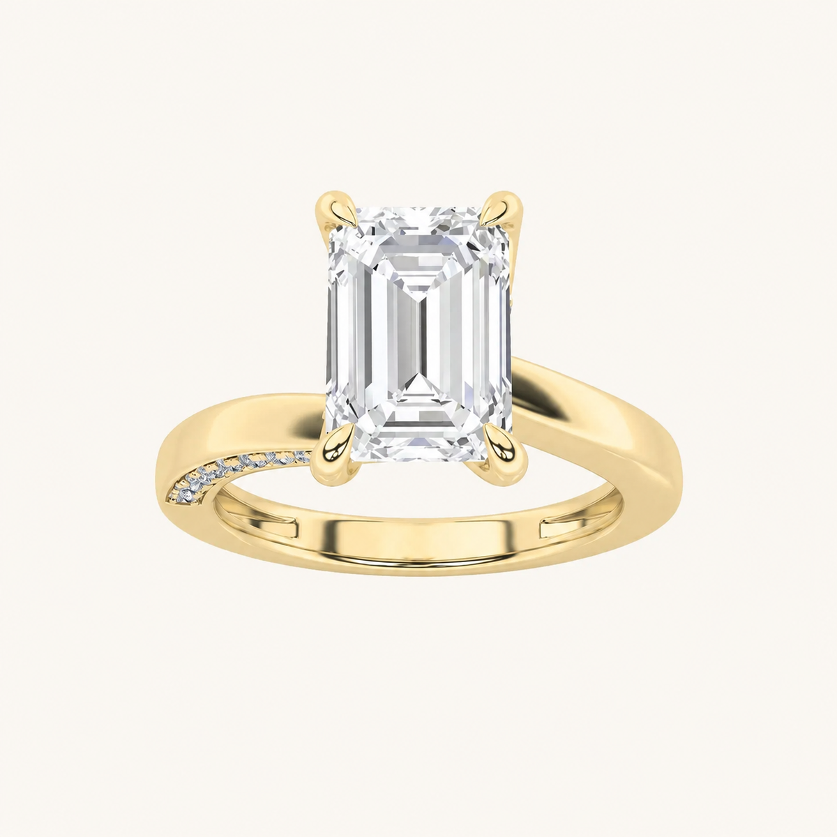 2.5CT Emerald Cut Lab Grown Diamond Side Stone Ring