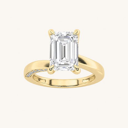 2.5CT Emerald Cut Lab Grown Diamond Side Stone Ring