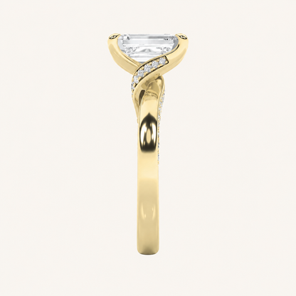 2.5CT Emerald Cut Lab Grown Diamond Side Stone Ring