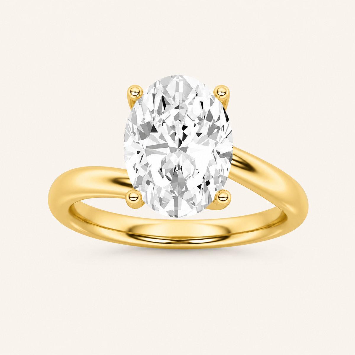 3CT Oval Cut Lab Grown Diamond Solitaire Ring