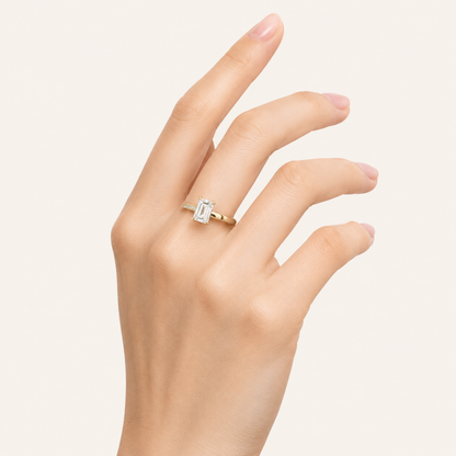 2.5CT Emerald Cut Lab Grown Diamond Side Stone Ring