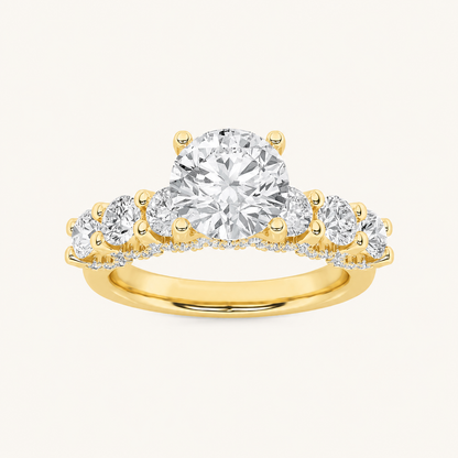 2.5CT Round Cut Lab Grown Diamond Cluster Ring